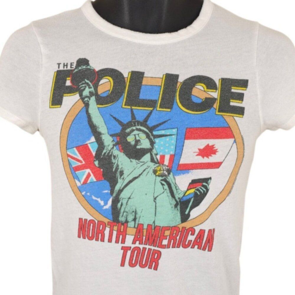The Police T Shirt Mens Size XS White 1983 North American Tour Reprint Sting